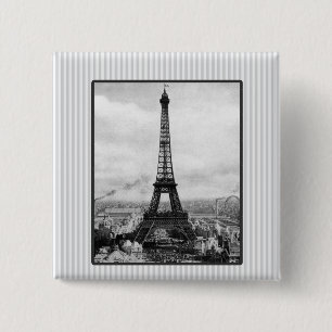 Eiffelturm in Paris gestreift vintage Button