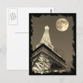 Eiffelturm in Paris Las Vegas unter Vollmond Postkarte (Vorne/Hinten)