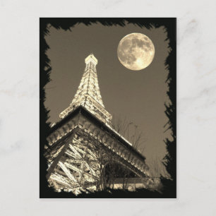 Eiffelturm in Paris Las Vegas unter Vollmond Postkarte