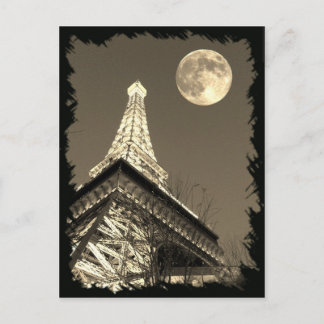 Eiffelturm in Paris Las Vegas unter Vollmond Postkarte
