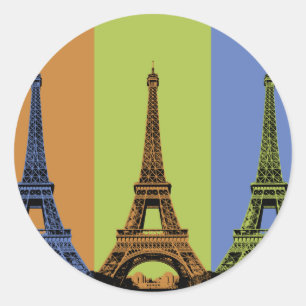 Eiffelturm in Paris-Triptychon Runder Aufkleber