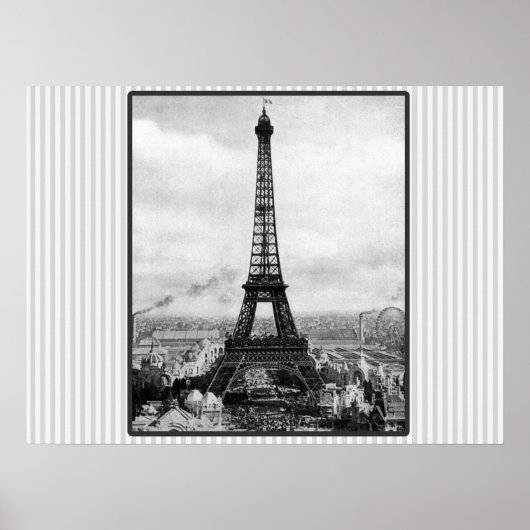 Eiffelturm in Paris Vintag gestreift Poster (Vorne)