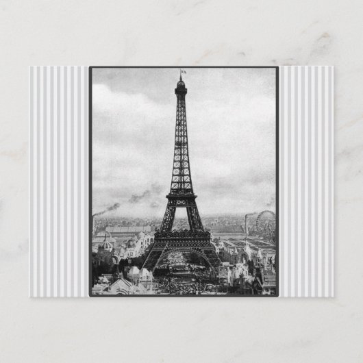 Eiffelturm in Paris Vintag gestreift Postkarte (Vorderseite)