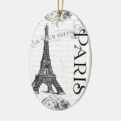 Eiffelturm in Schwarz und Weiß Keramikornament (Links)