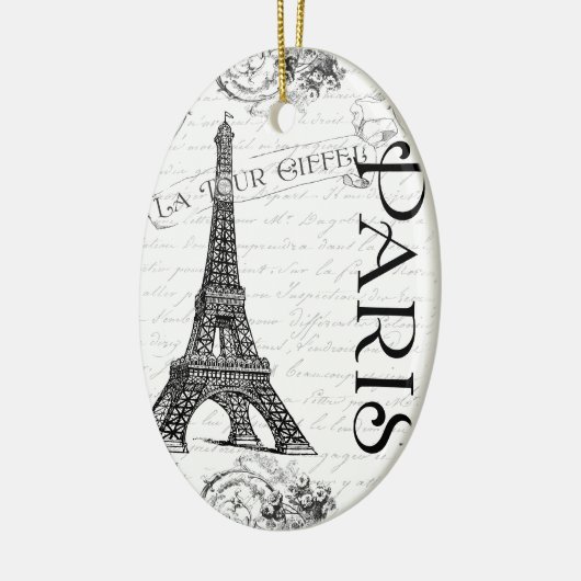 Eiffelturm in Schwarz und Weiß Keramikornament (Links)