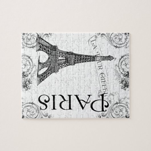 Eiffelturm in Schwarz und Weiß Puzzle (Horizontal)