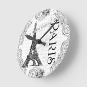 Eiffelturm in Schwarz und Weiß Runde Wanduhr (Winkel)