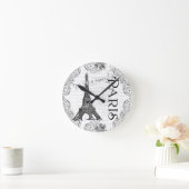 Eiffelturm in Schwarz und Weiß Runde Wanduhr (Zuhause)
