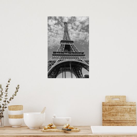 Eiffelturm in Schwarzweiß Poster (Küche)