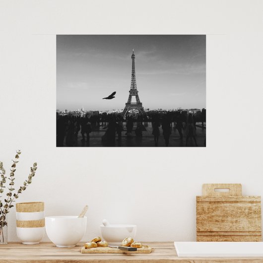 Eiffelturm in Schwarzweiß Poster (Küche)