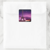 Eiffelturm in Sunshine Sky Quadratischer Aufkleber (Tasche)