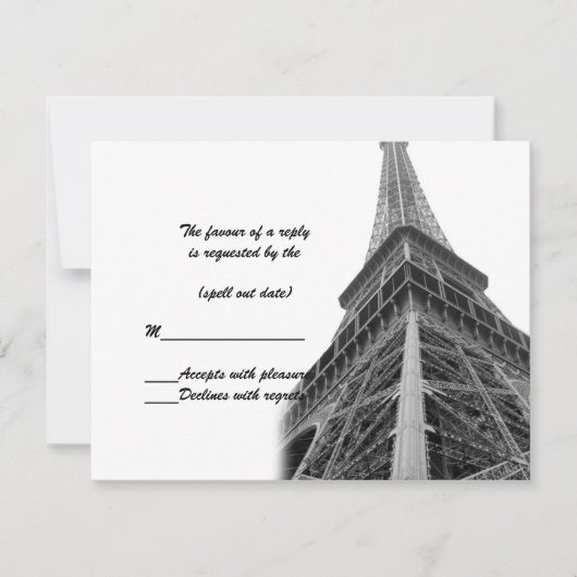 Eiffelturm in uAwg RSVP Karte (Vorderseite)