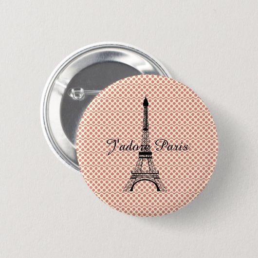 Eiffelturm J'adore Paris Button (Vorne & Hinten)
