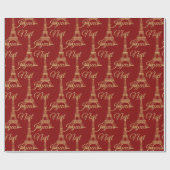 Eiffelturm Joyeux Weihnachten Wrapping Paper Geschenkpapier (Flach)