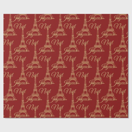 Eiffelturm Joyeux Weihnachten Wrapping Paper Geschenkpapier (Flach)