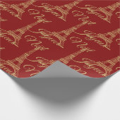 Eiffelturm Joyeux Weihnachten Wrapping Paper Geschenkpapier (Ecke)