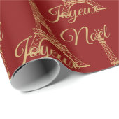 Eiffelturm Joyeux Weihnachten Wrapping Paper Geschenkpapier (Rolleneckpunkt)