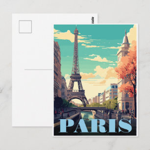 Eiffelturm Kunst Vintage Paris Turm Frankreich Ges Postkarte
