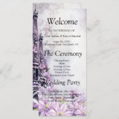 Eiffelturm Lavender Romance Hochzeitsprogramm (Vorne/Hinten)