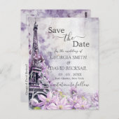 Eiffelturm Lavender Romance Save the Date Postkarte (Vorne/Hinten)