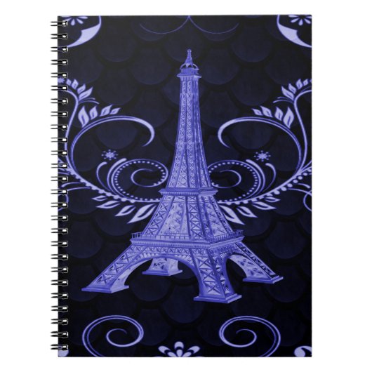 Eiffelturm Lila Blumenblätter-Wirbel Notebook Notizblock (Vorderseite)