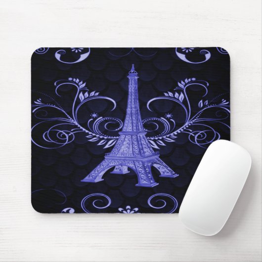 Eiffelturm Lila Blumenwirl Mousepad (Mit Mouse)