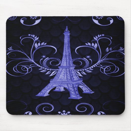 Eiffelturm Lila Blumenwirl Mousepad (Vorne)