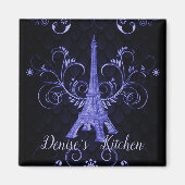 Eiffelturm Lila florale Wirbel Magnet (Vorne)