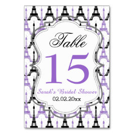 Eiffelturm Lila Personalisierte Tischnummern
