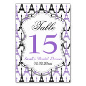 Eiffelturm Lila Personalisierte Tischnummern (Rückseite)