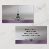 Eiffelturm Lila Silberverschenkkarten Begleitkarte (Vorne/Hinten)