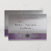 Eiffelturm Lila und Silver UAWG RSVP Karte (Vorne/Hinten)