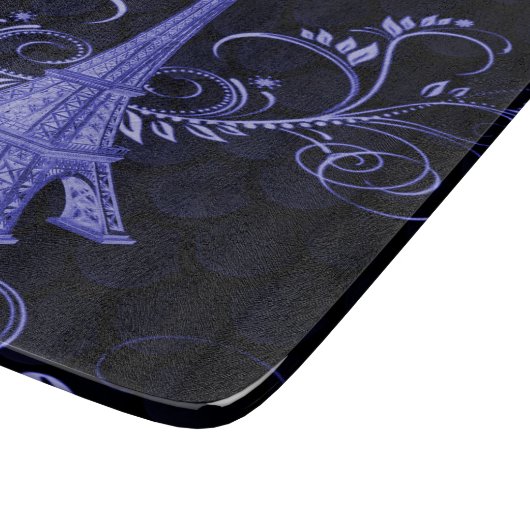 Eiffelturm Lila Wirbel Schneidebrett (Ecke)