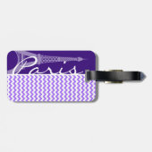 Eiffelturm; Lila Zickzack Gepäckanhänger (Rückseite horizontal)