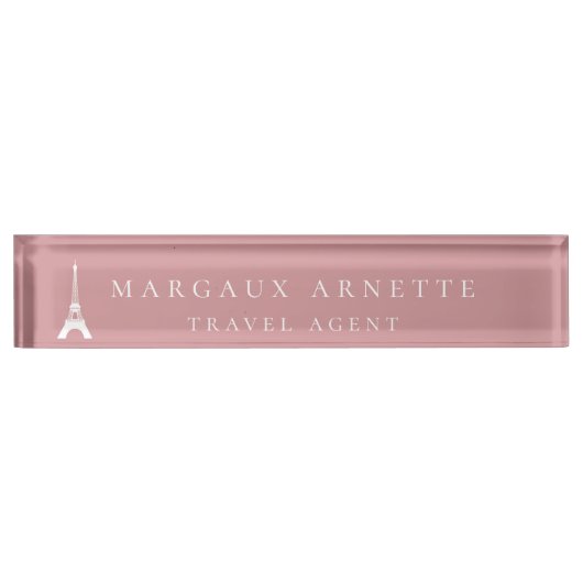 Eiffelturm-Logo-Rosa Namensplakette (Vorderseite)