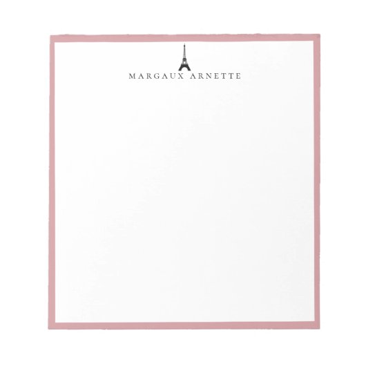 Eiffelturm Logo Rosa Rahmen Notizblock (Vorderseite)