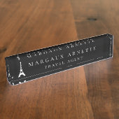 Eiffelturm-Logo Schwarz Namensplakette (Seite)