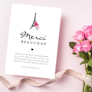 Eiffelturm Merci Beaucoup Französische Bridal Show Dankeskarte