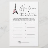 Eiffelturm minimalistisch, wo waren wir Brautspiel (Vorderseite)
