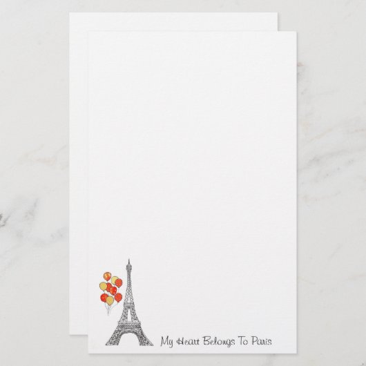 Eiffelturm mit Ballone Briefpapier (Vorne/Hinten)