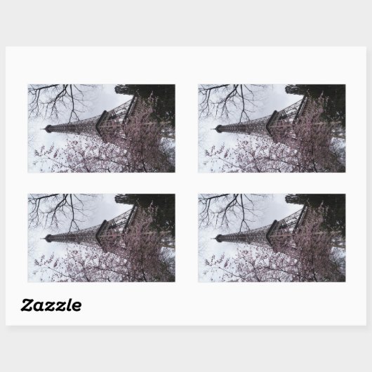 Eiffelturm mit Blüte Rechteckiger Aufkleber (Blatt)