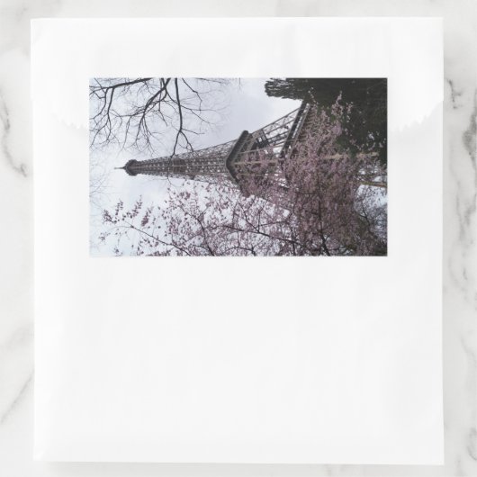 Eiffelturm mit Blüte Rechteckiger Aufkleber (Tasche)