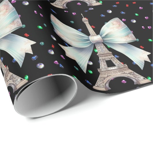 Eiffelturm mit Bow 2 Geschenkpapier (Rolleneckpunkt)
