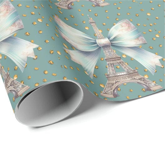 Eiffelturm mit Bow Geschenkpapier (Rolleneckpunkt)