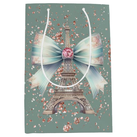 Eiffelturm mit Bow Mittlere Geschenktüte (Vorderseite)