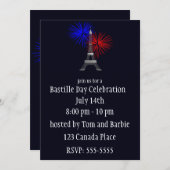 Eiffelturm mit Feuerwerk Einladung (Vorne/Hinten)