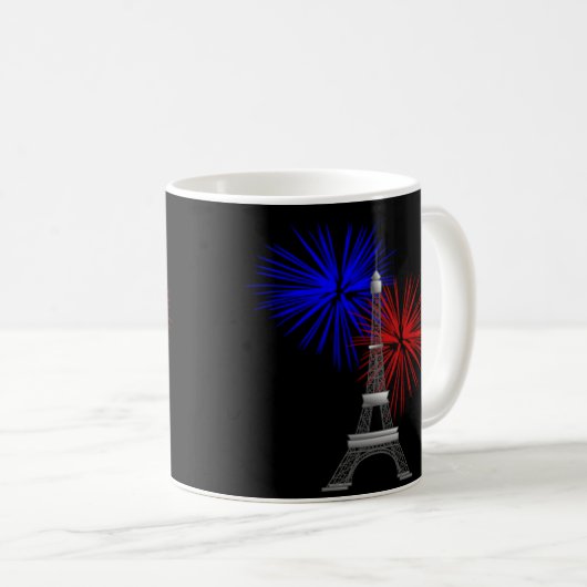 Eiffelturm mit Feuerwerk Kaffeetasse (VorderseiteRechts)