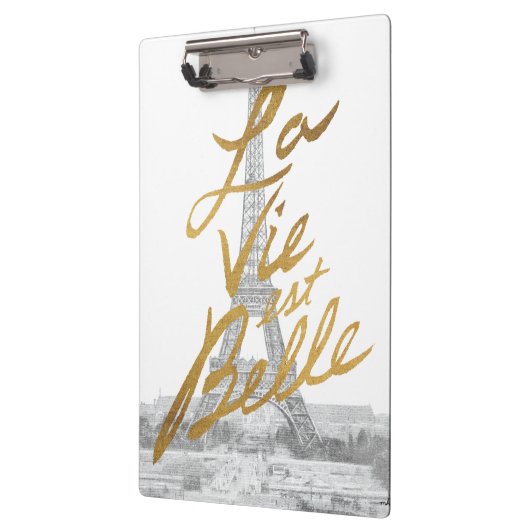 Eiffelturm mit Goldschreiben Klemmbrett (Links)