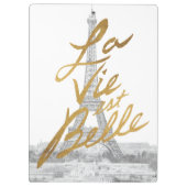 Eiffelturm mit Goldschreiben Klemmbrett (Rückseite)