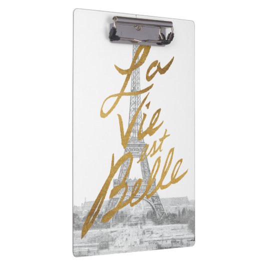 Eiffelturm mit Goldschreiben Klemmbrett (Rechts)